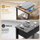 HOMCOM Bedside Table with Charging Station for Living Room, Rustic Brown
