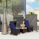 Outsunny Rattan 3PCs Chair Table Bistro Set Patio Set w/ Steel Frame Blue