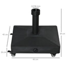 Outsunny 20kg Heavy Duty Garden Parasol Base with Wheels for Patio Deck Black