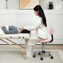 HOMCOM Rolling Stool with Backrest, Wheels, Faux Leather Salon Chair