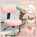 HOMCOM Rolling Stool with Backrest, Wheels, Faux Leather Salon Chair