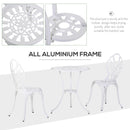 Outsunny 3 Piece Bistro Set, Aluminium Garden Furniture with Umbrella Hole