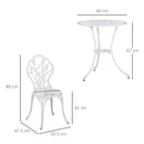 Outsunny 3 Piece Bistro Set, Aluminium Garden Furniture with Umbrella Hole