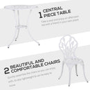 Outsunny 3 Piece Bistro Set, Aluminium Garden Furniture with Umbrella Hole
