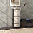 HOMCOM 5 Drawer Fabric Chest of Drawers w/ Wooden Top for Hallway