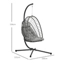 Outsunny PE Hanging Swing Chair w/ Thick Cushion, Patio Hanging Chair, Grey