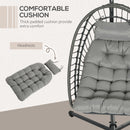 Outsunny PE Hanging Swing Chair w/ Thick Cushion, Patio Hanging Chair, Grey