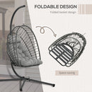 Outsunny PE Hanging Swing Chair w/ Thick Cushion, Patio Hanging Chair, Grey