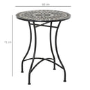 Outsunny Mosaic Side Table Bistro Coffee Table for Garden Patio Balcony Grey