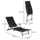 Outsunny Set of 2 Garden Sun Loungers, Folding Chaise Lounge Chairs, Grey