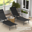 Outsunny Set of 2 Garden Sun Loungers, Folding Chaise Lounge Chairs, Grey