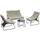 Outsunny 4 PC Garden Furniture Set with Loveseat, Chairs, Table