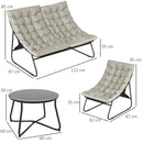 Outsunny 4 PC Garden Furniture Set with Loveseat, Chairs, Table