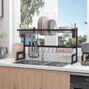 HOMCOM 93cm Over The Sink Dish Drainer Rack, 2 Tier Dish Rack For Kitchen, Black
