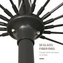 Outsunny 2.5m Round Curved Adjustable Parasol Sun Umbrella Metal Pole Grey