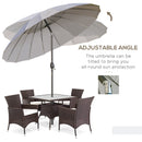 Outsunny 2.5m Round Curved Adjustable Parasol Sun Umbrella Metal Pole Grey
