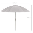 Outsunny 2.5m Round Curved Adjustable Parasol Sun Umbrella Metal Pole Grey