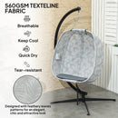 Outsunny Hanging Egg Chair Outdoor Indoor Swing Chair, Folding Basket, Sand