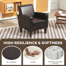 HOMCOM Armchair Accent Chair with Eucalyptus Wood Legs for Bedroom Brown