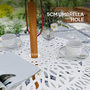 Outsunny 3 Piece Patio Bistro Set Outdoor Table Set with Umbrella Hole White