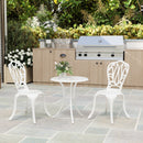 Outsunny 3 Piece Patio Bistro Set Outdoor Table Set with Umbrella Hole White