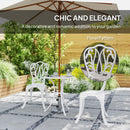Outsunny 3 Piece Patio Bistro Set Outdoor Table Set with Umbrella Hole White