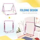 HOMCOM Kids Pink Gymnastic Bar W/ Adjustable Height, Foldable Training Bar