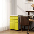 Vinsetto 3 Drawer File Cabinet, Lockable Metal Filling Cabinet, Yellow
