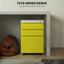 Vinsetto 3 Drawer File Cabinet, Lockable Metal Filling Cabinet, Yellow