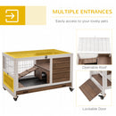PawHut Wood Indoor Rabbit Hutch Elevated 2-Floor Guineas Pigs Cage w/ Wheels