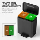 HOMCOM 2 X 20L Double Rubbish Bin, Pedal Bin With Soft-Close Lid