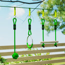 AIYAPLAY Obstacle Course for Kids with 10PCs Slackline Kit, Green