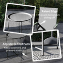 Outsunny 46cm Round Garden Table, Small Side Table w/ Removable Tray, Black