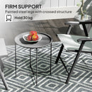 Outsunny 46cm Round Garden Table, Small Side Table w/ Removable Tray, Black