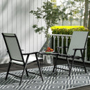 Outsunny 46cm Round Garden Table, Small Side Table w/ Removable Tray, Black