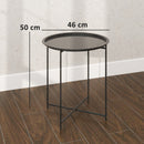 Outsunny 46cm Round Garden Table, Small Side Table w/ Removable Tray, Black