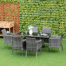 Outsunny 7pc Rattan Garden Furniture Dining Set Wicker Patio Conservatory Seater