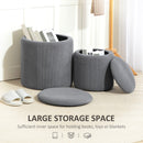 HOMCOM Fabric Storage Ottoman with Removable Lid, Set of 2, Light Grey