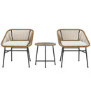 Outsunny Rattan Bistro Set, Small Balcony Furniture with Cushion, Light Grey