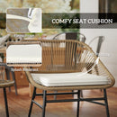 Outsunny Rattan Bistro Set, Small Balcony Furniture with Cushion, Light Grey