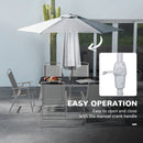 Outsunny 8 Pcs Garden Table and Chairs with Parasol Tempered Glass Top Grey