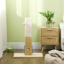 PawHut Cat Scratching Post Scratcher Climber w/ Carpet Base Hanging Toy - Beige