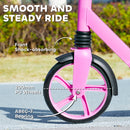 AIYAPLAY Kids Scooter, Foldable Kick Scooter w/ Adjustable Handlebar, Pink