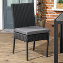 Outsunny 2 PCs Rattan Garden Chairs with Cushion, Wicker Dining Chairs, Brown