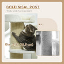 PawHut 2 Tier Cat Resting Tree w/ Top Basket Cushion Sisal Post Cream White