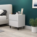 HOMCOM Bedside Table with 2 Drawers and Steel Legs for Bedroom