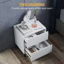 HOMCOM Bedside Table with 2 Drawers and Steel Legs for Bedroom