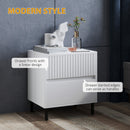 HOMCOM Bedside Table with 2 Drawers and Steel Legs for Bedroom
