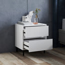 HOMCOM Bedside Table with 2 Drawers and Steel Legs for Bedroom