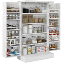 HOMCOM Kitchen Cupboard With Double Doors, 5-Tier Shelf, 12 Spice Racks, White